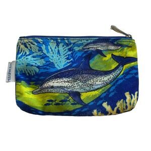 Guy Harvey Pouch Womens Blue Dolphins Cosmetic Bag Zip Marine Wildlife